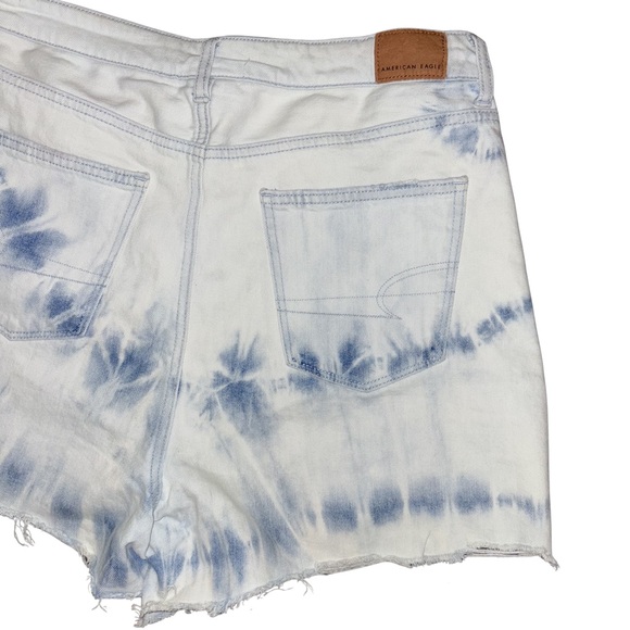 American Eagle Outfitters Tie-Dye High-Rise Denim Shorts - Blue White - Picture 8 of 8